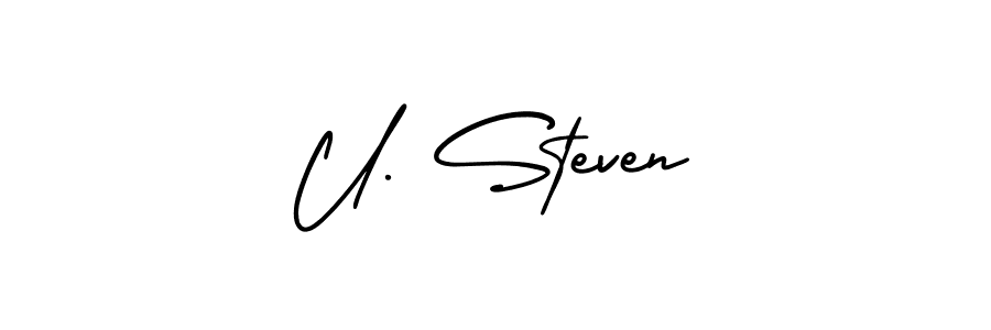 Also You can easily find your signature by using the search form. We will create U. Steven name handwritten signature images for you free of cost using AmerikaSignatureDemo-Regular sign style. U. Steven signature style 3 images and pictures png