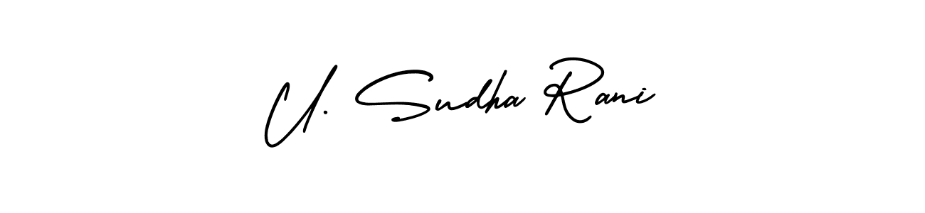 if you are searching for the best signature style for your name U. Sudha Rani. so please give up your signature search. here we have designed multiple signature styles  using AmerikaSignatureDemo-Regular. U. Sudha Rani signature style 3 images and pictures png