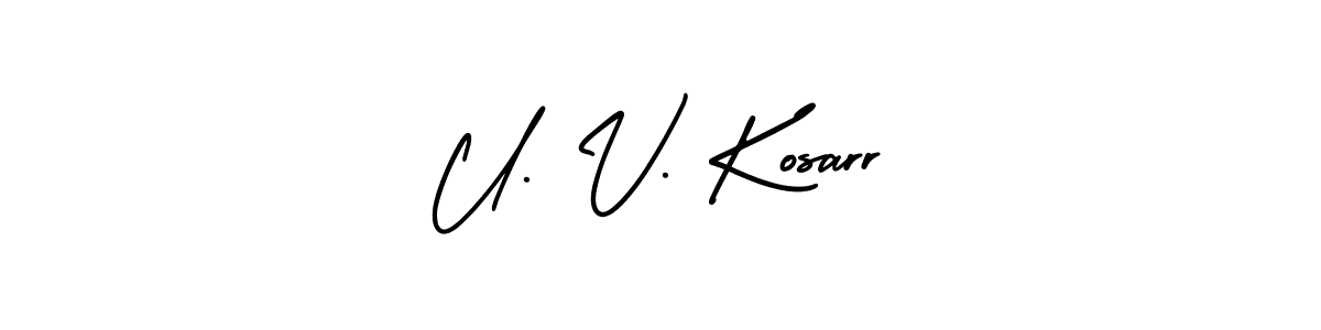 This is the best signature style for the U. V. Kosarr name. Also you like these signature font (AmerikaSignatureDemo-Regular). Mix name signature. U. V. Kosarr signature style 3 images and pictures png