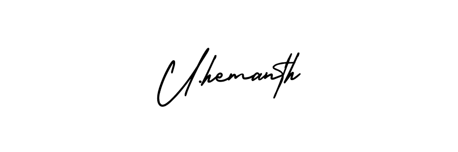 You can use this online signature creator to create a handwritten signature for the name U.hemanth. This is the best online autograph maker. U.hemanth signature style 3 images and pictures png