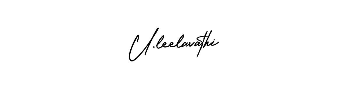 U.leelavathi stylish signature style. Best Handwritten Sign (AmerikaSignatureDemo-Regular) for my name. Handwritten Signature Collection Ideas for my name U.leelavathi. U.leelavathi signature style 3 images and pictures png