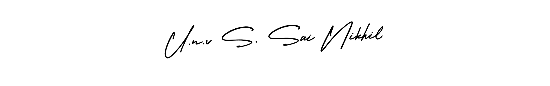 How to make U.n.v S. Sai Nikhil signature? AmerikaSignatureDemo-Regular is a professional autograph style. Create handwritten signature for U.n.v S. Sai Nikhil name. U.n.v S. Sai Nikhil signature style 3 images and pictures png