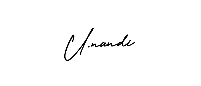 Similarly AmerikaSignatureDemo-Regular is the best handwritten signature design. Signature creator online .You can use it as an online autograph creator for name U.nandi. U.nandi signature style 3 images and pictures png