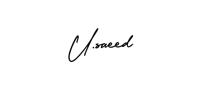 U.saeed stylish signature style. Best Handwritten Sign (AmerikaSignatureDemo-Regular) for my name. Handwritten Signature Collection Ideas for my name U.saeed. U.saeed signature style 3 images and pictures png