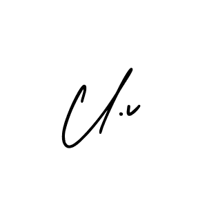 How to make U.v name signature. Use AmerikaSignatureDemo-Regular style for creating short signs online. This is the latest handwritten sign. U.v signature style 3 images and pictures png