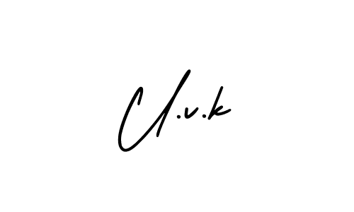 You should practise on your own different ways (AmerikaSignatureDemo-Regular) to write your name (U.v.k) in signature. don't let someone else do it for you. U.v.k signature style 3 images and pictures png