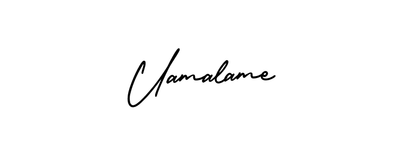 You should practise on your own different ways (AmerikaSignatureDemo-Regular) to write your name (Uamalame) in signature. don't let someone else do it for you. Uamalame signature style 3 images and pictures png