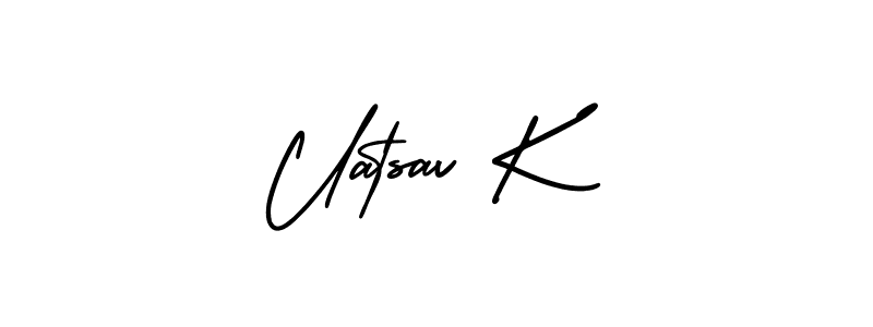 Also we have Uatsav K name is the best signature style. Create professional handwritten signature collection using AmerikaSignatureDemo-Regular autograph style. Uatsav K signature style 3 images and pictures png