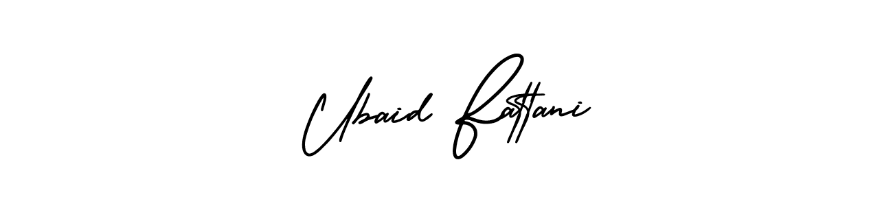 The best way (AmerikaSignatureDemo-Regular) to make a short signature is to pick only two or three words in your name. The name Ubaid Fattani include a total of six letters. For converting this name. Ubaid Fattani signature style 3 images and pictures png