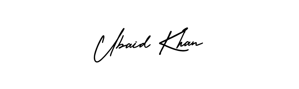 How to Draw Ubaid Khan signature style? AmerikaSignatureDemo-Regular is a latest design signature styles for name Ubaid Khan. Ubaid Khan signature style 3 images and pictures png