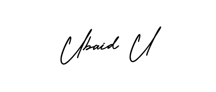How to make Ubaid U name signature. Use AmerikaSignatureDemo-Regular style for creating short signs online. This is the latest handwritten sign. Ubaid U signature style 3 images and pictures png