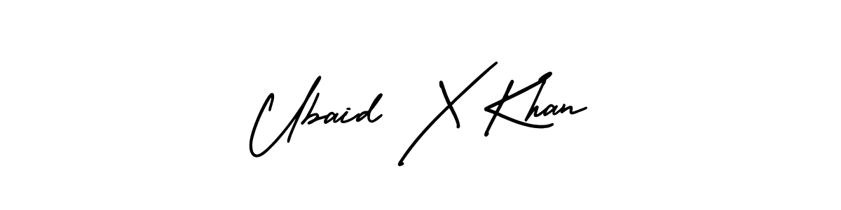 The best way (AmerikaSignatureDemo-Regular) to make a short signature is to pick only two or three words in your name. The name Ubaid X Khan include a total of six letters. For converting this name. Ubaid X Khan signature style 3 images and pictures png