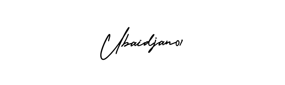 You should practise on your own different ways (AmerikaSignatureDemo-Regular) to write your name (Ubaidjan01) in signature. don't let someone else do it for you. Ubaidjan01 signature style 3 images and pictures png