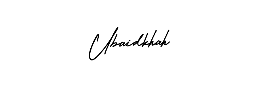The best way (AmerikaSignatureDemo-Regular) to make a short signature is to pick only two or three words in your name. The name Ubaidkhah include a total of six letters. For converting this name. Ubaidkhah signature style 3 images and pictures png