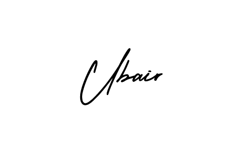 You should practise on your own different ways (AmerikaSignatureDemo-Regular) to write your name (Ubair) in signature. don't let someone else do it for you. Ubair signature style 3 images and pictures png