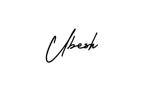 The best way (AmerikaSignatureDemo-Regular) to make a short signature is to pick only two or three words in your name. The name Ubesh include a total of six letters. For converting this name. Ubesh signature style 3 images and pictures png