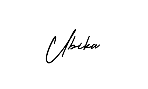 You should practise on your own different ways (AmerikaSignatureDemo-Regular) to write your name (Ubika) in signature. don't let someone else do it for you. Ubika signature style 3 images and pictures png