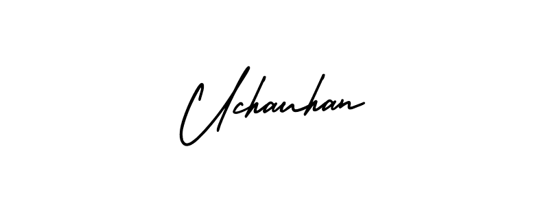 The best way (AmerikaSignatureDemo-Regular) to make a short signature is to pick only two or three words in your name. The name Uchauhan include a total of six letters. For converting this name. Uchauhan signature style 3 images and pictures png