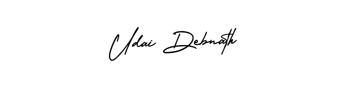 You should practise on your own different ways (AmerikaSignatureDemo-Regular) to write your name (Udai Debnath) in signature. don't let someone else do it for you. Udai Debnath signature style 3 images and pictures png
