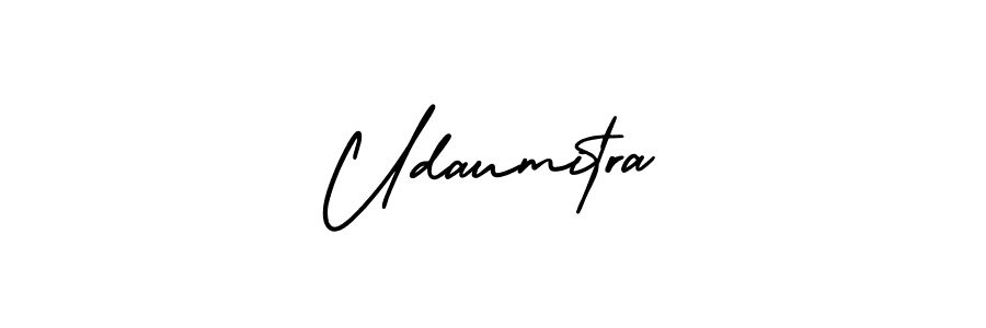 You should practise on your own different ways (AmerikaSignatureDemo-Regular) to write your name (Udaumitra) in signature. don't let someone else do it for you. Udaumitra signature style 3 images and pictures png