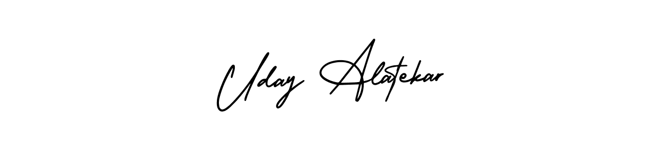 The best way (AmerikaSignatureDemo-Regular) to make a short signature is to pick only two or three words in your name. The name Uday Alatekar include a total of six letters. For converting this name. Uday Alatekar signature style 3 images and pictures png