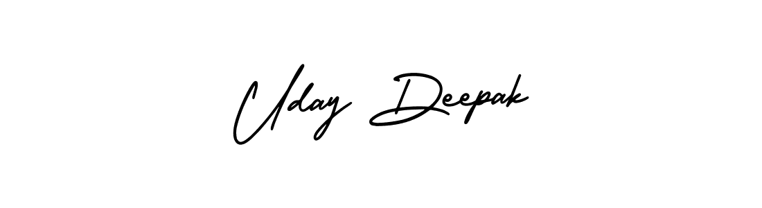 The best way (AmerikaSignatureDemo-Regular) to make a short signature is to pick only two or three words in your name. The name Uday Deepak include a total of six letters. For converting this name. Uday Deepak signature style 3 images and pictures png