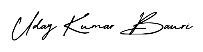 Download transparent PNG signature for name Uday Kumar Bauri styled with AmerikaSignatureDemo-Regular font. Ready to paste directly into PDF and Word agreements. Uday Kumar Bauri signature style 3 images and pictures png