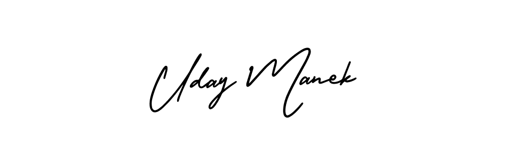 Use a signature maker to create a handwritten signature online. With this signature software, you can design (AmerikaSignatureDemo-Regular) your own signature for name Uday Manek. Uday Manek signature style 3 images and pictures png