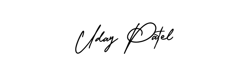 You should practise on your own different ways (AmerikaSignatureDemo-Regular) to write your name (Uday Patel) in signature. don't let someone else do it for you. Uday Patel signature style 3 images and pictures png