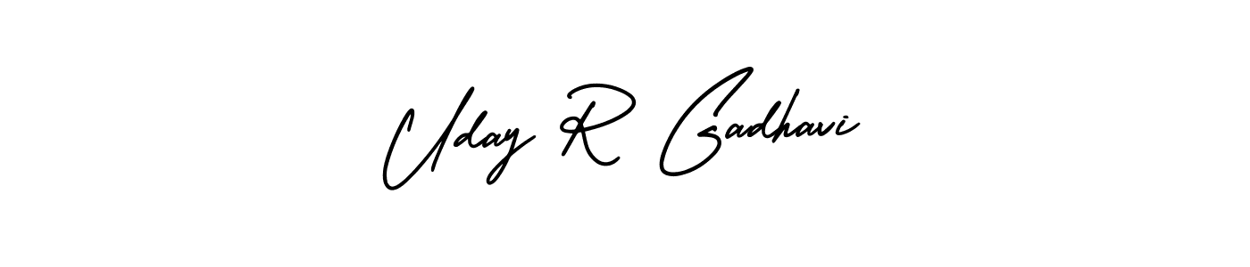 How to make Uday R Gadhavi name signature. Use AmerikaSignatureDemo-Regular style for creating short signs online. This is the latest handwritten sign. Uday R Gadhavi signature style 3 images and pictures png