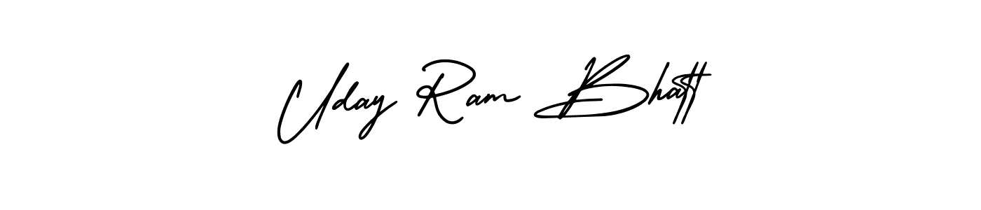 You should practise on your own different ways (AmerikaSignatureDemo-Regular) to write your name (Uday Ram Bhatt) in signature. don't let someone else do it for you. Uday Ram Bhatt signature style 3 images and pictures png