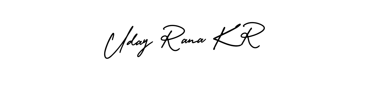 This is the best signature style for the Uday Rana K R name. Also you like these signature font (AmerikaSignatureDemo-Regular). Mix name signature. Uday Rana K R signature style 3 images and pictures png