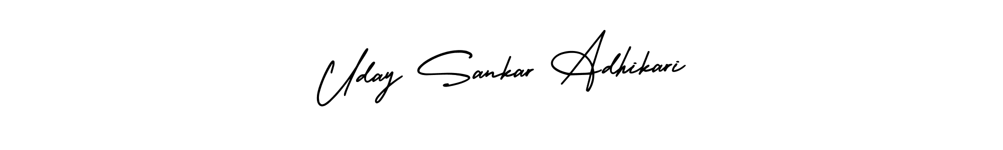 You should practise on your own different ways (AmerikaSignatureDemo-Regular) to write your name (Uday Sankar Adhikari) in signature. don't let someone else do it for you. Uday Sankar Adhikari signature style 3 images and pictures png