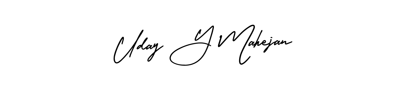 This is the best signature style for the Uday Y Mahejan name. Also you like these signature font (AmerikaSignatureDemo-Regular). Mix name signature. Uday Y Mahejan signature style 3 images and pictures png
