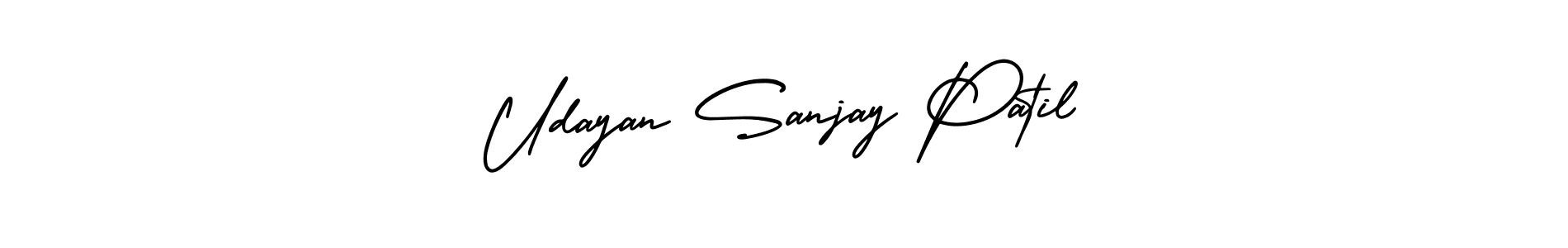 You should practise on your own different ways (AmerikaSignatureDemo-Regular) to write your name (Udayan Sanjay Patil) in signature. don't let someone else do it for you. Udayan Sanjay Patil signature style 3 images and pictures png