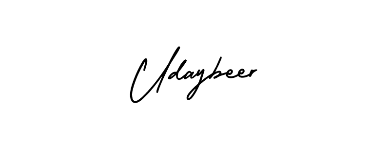 How to make Udaybeer name signature. Use AmerikaSignatureDemo-Regular style for creating short signs online. This is the latest handwritten sign. Udaybeer signature style 3 images and pictures png