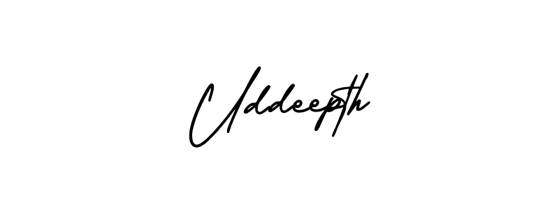 You should practise on your own different ways (AmerikaSignatureDemo-Regular) to write your name (Uddeepth) in signature. don't let someone else do it for you. Uddeepth signature style 3 images and pictures png