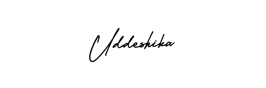 Create a beautiful signature design for name Uddeshika. With this signature (AmerikaSignatureDemo-Regular) fonts, you can make a handwritten signature for free. Uddeshika signature style 3 images and pictures png