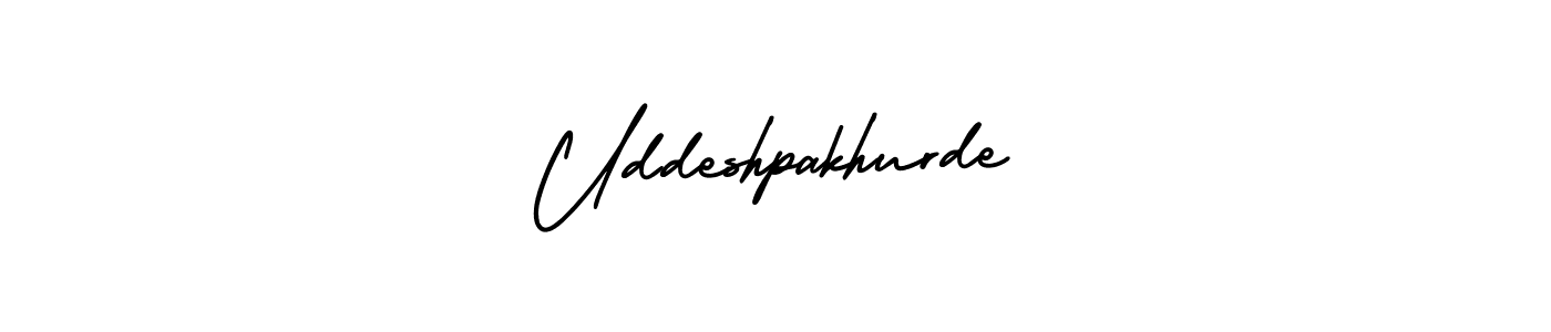 if you are searching for the best signature style for your name Uddeshpakhurde. so please give up your signature search. here we have designed multiple signature styles  using AmerikaSignatureDemo-Regular. Uddeshpakhurde signature style 3 images and pictures png