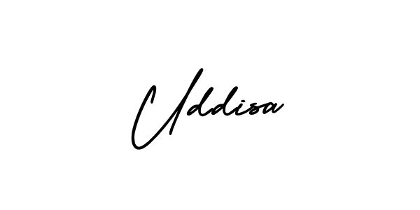 How to make Uddisa name signature. Use AmerikaSignatureDemo-Regular style for creating short signs online. This is the latest handwritten sign. Uddisa signature style 3 images and pictures png