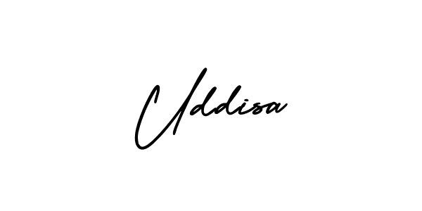 How to make Uddisa name signature. Use AmerikaSignatureDemo-Regular style for creating short signs online. This is the latest handwritten sign. Uddisa signature style 3 images and pictures png