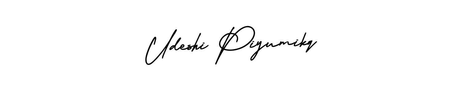 if you are searching for the best signature style for your name Udeshi Piyumikq. so please give up your signature search. here we have designed multiple signature styles  using AmerikaSignatureDemo-Regular. Udeshi Piyumikq signature style 3 images and pictures png