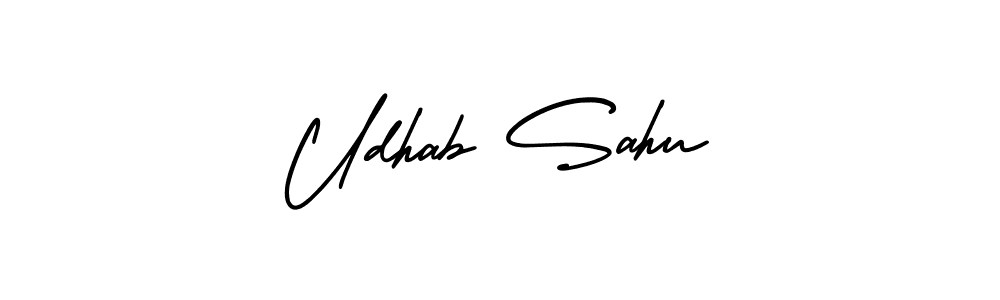 How to make Udhab Sahu name signature. Use AmerikaSignatureDemo-Regular style for creating short signs online. This is the latest handwritten sign. Udhab Sahu signature style 3 images and pictures png