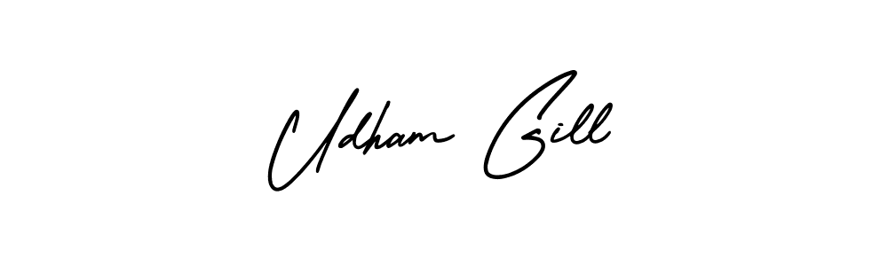 Design your own signature with our free online signature maker. With this signature software, you can create a handwritten (AmerikaSignatureDemo-Regular) signature for name Udham Gill. Udham Gill signature style 3 images and pictures png