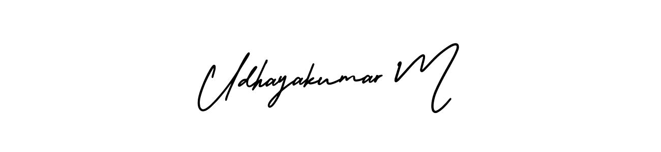 You should practise on your own different ways (AmerikaSignatureDemo-Regular) to write your name (Udhayakumar M) in signature. don't let someone else do it for you. Udhayakumar M signature style 3 images and pictures png