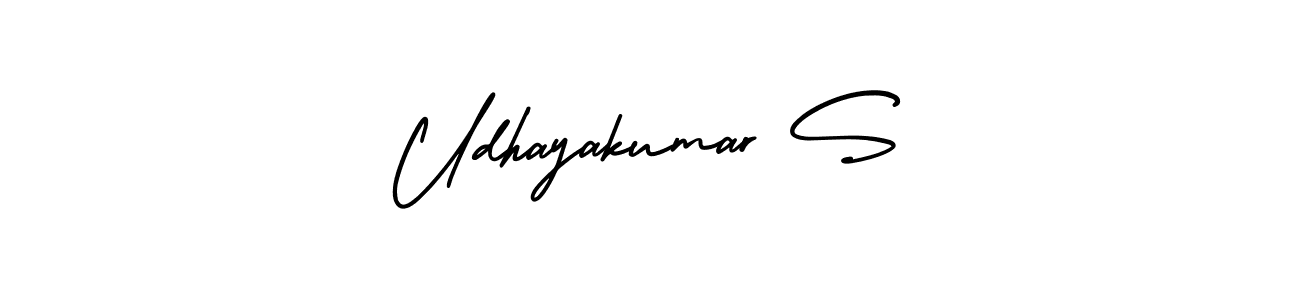 How to make Udhayakumar S name signature. Use AmerikaSignatureDemo-Regular style for creating short signs online. This is the latest handwritten sign. Udhayakumar S signature style 3 images and pictures png