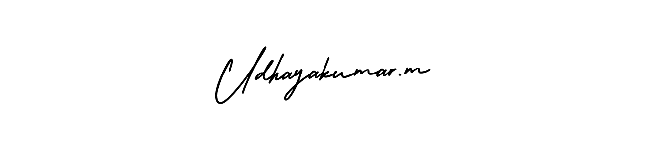 You should practise on your own different ways (AmerikaSignatureDemo-Regular) to write your name (Udhayakumar.m) in signature. don't let someone else do it for you. Udhayakumar.m signature style 3 images and pictures png