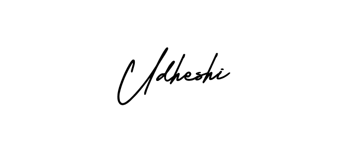 Use a signature maker to create a handwritten signature online. With this signature software, you can design (AmerikaSignatureDemo-Regular) your own signature for name Udheshi. Udheshi signature style 3 images and pictures png