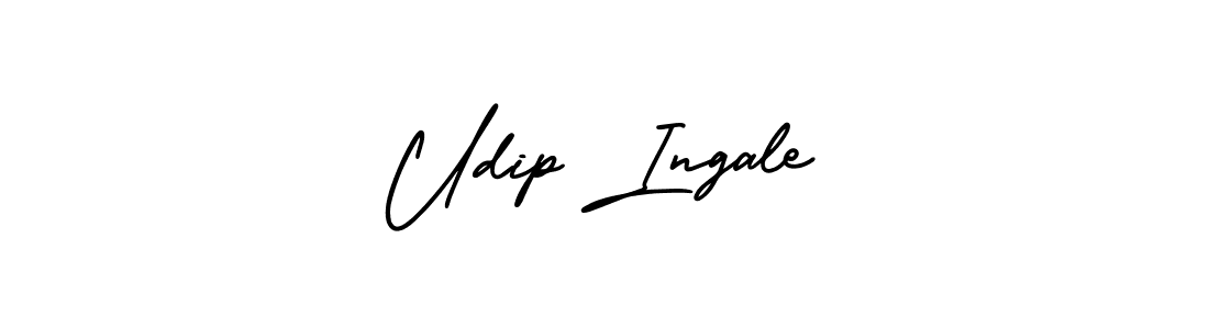 The best way (AmerikaSignatureDemo-Regular) to make a short signature is to pick only two or three words in your name. The name Udip Ingale include a total of six letters. For converting this name. Udip Ingale signature style 3 images and pictures png