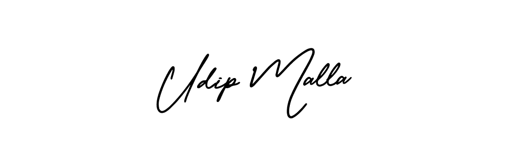 The best way (AmerikaSignatureDemo-Regular) to make a short signature is to pick only two or three words in your name. The name Udip Malla include a total of six letters. For converting this name. Udip Malla signature style 3 images and pictures png